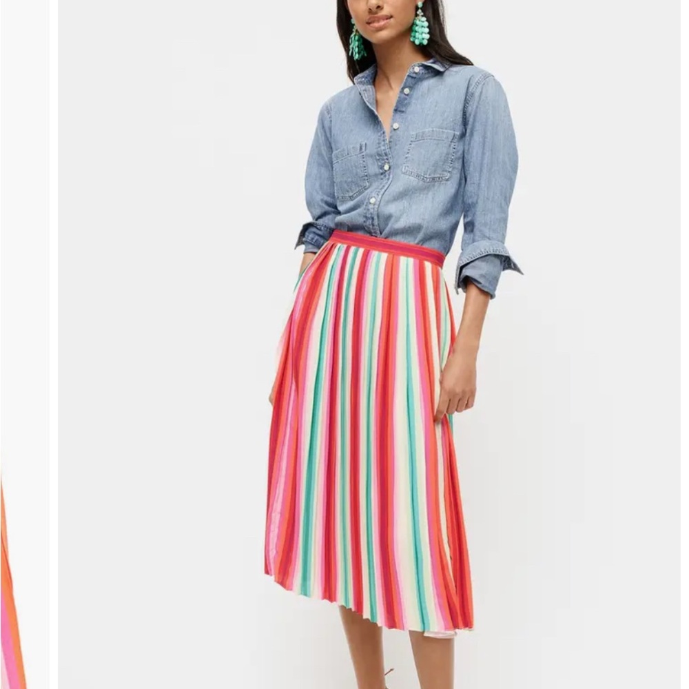 J. Crew Watermelon Stripe Pleat Skirt